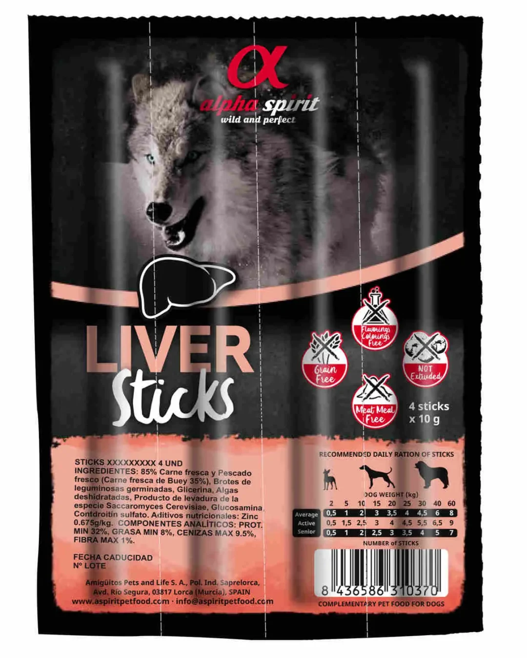 ALPHA SPIRIT CANINE BARRITAS HIGADO 30UDS
