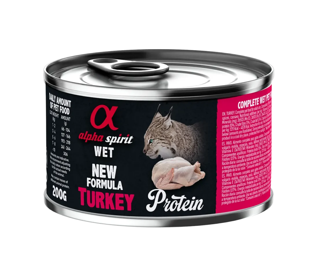 ALPHA SPIRIT FELINE PAVO LATA CAJA 6X200GR