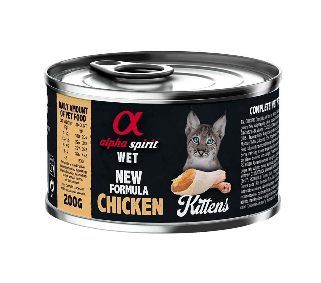 ALPHA SPIRIT FELINE KITTEN POLLO LATA CAJA 6X200GR