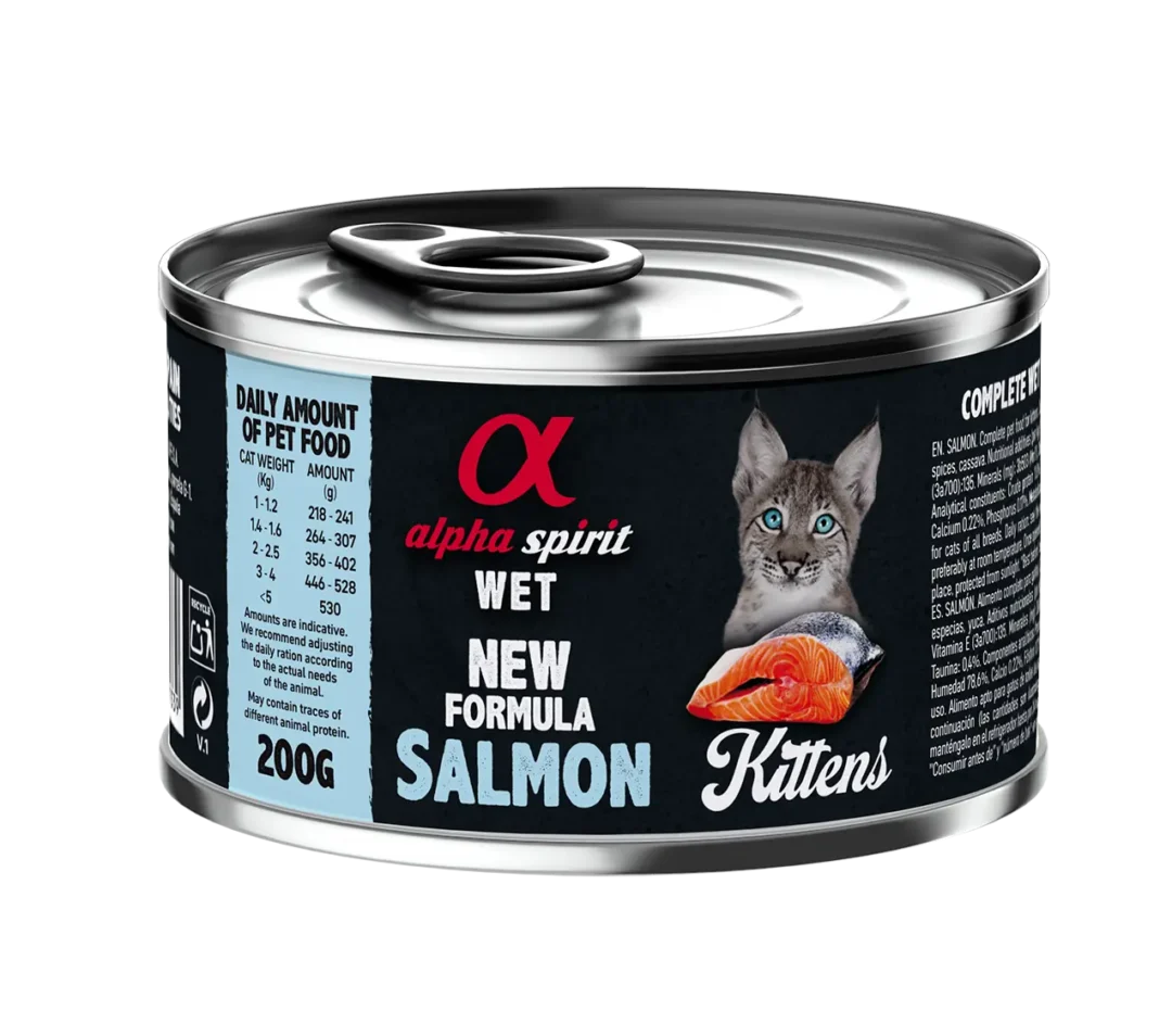 ALPHA SPIRIT FELINE KITTEN SALMON LATA CAJA 6X200GR