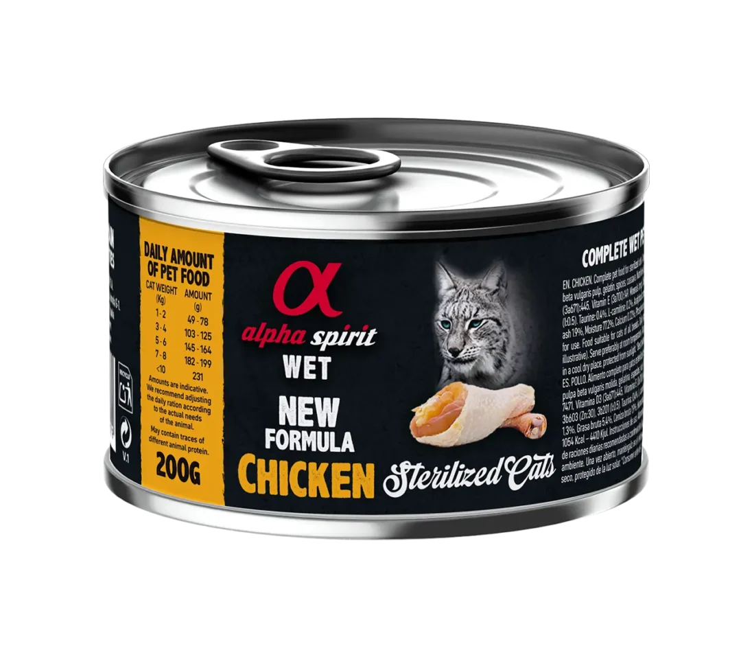 ALPHA SPIRIT FELINE ESTERILIZADO POLLO LATA CAJA 6X200GR
