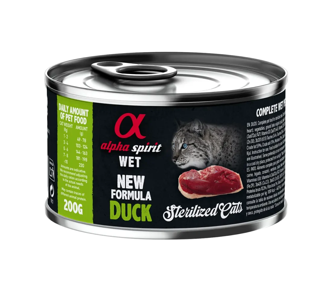 ALPHA SPIRIT FELINE ESTERILIZADO PATO LATA CAJA 6X200GR